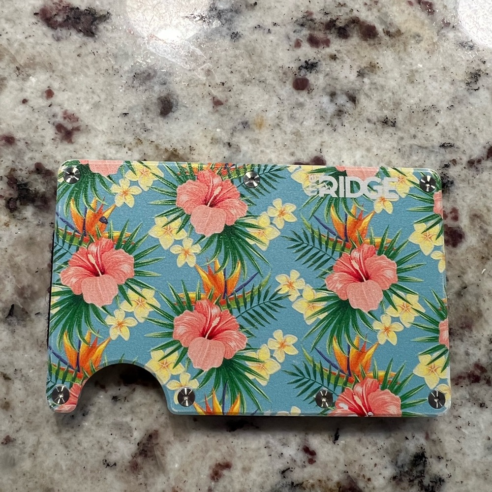 Tropical Floral Card Holder - Blue